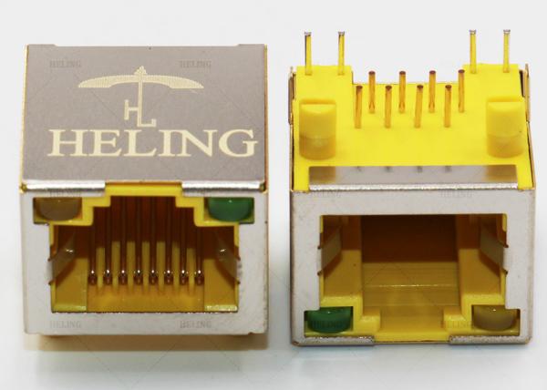 Ethernet Router Through Hole PCB Connector Brass Shielded Built - In LED Indicator
