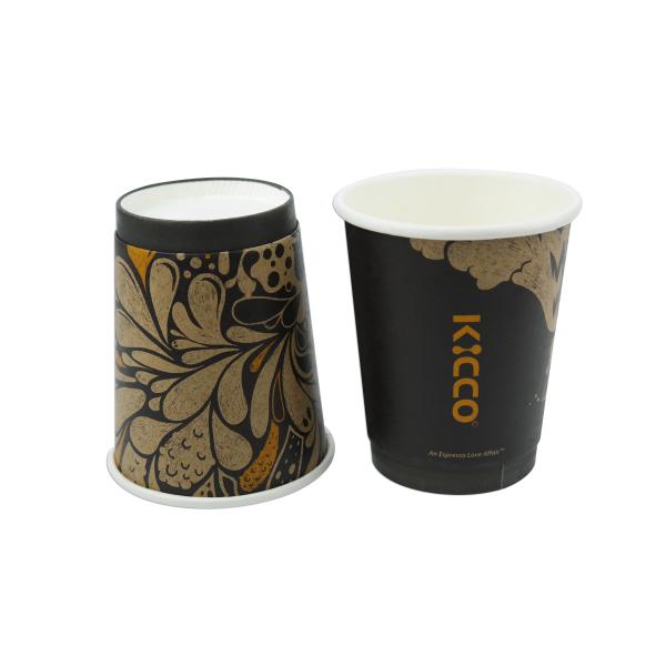 Biodegradable 300ml Disposable Paper Cups , Double Structure Branded Takeaway Coffee Cups