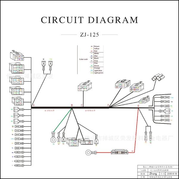 Motorcycle Accessories Harness Wire ZJ-125cc CG-125 with 5 Gear Shift Whole Body Wiring