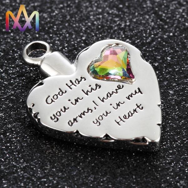 Cadmium Free 304 Stainless Steel Heart Cremation Necklace For Ashes
