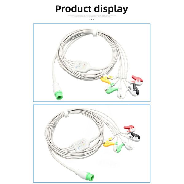 Commen C30C50Star8000Nc8 Compatible 12-Pin Integrated Five-Lead ECG Lead Wire Medical Consumables CE Certified 3.2m Green
