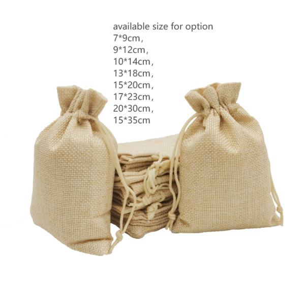 Gunny Burlap Fabric Drawstring Dust Bag Linen Pouch Personalised