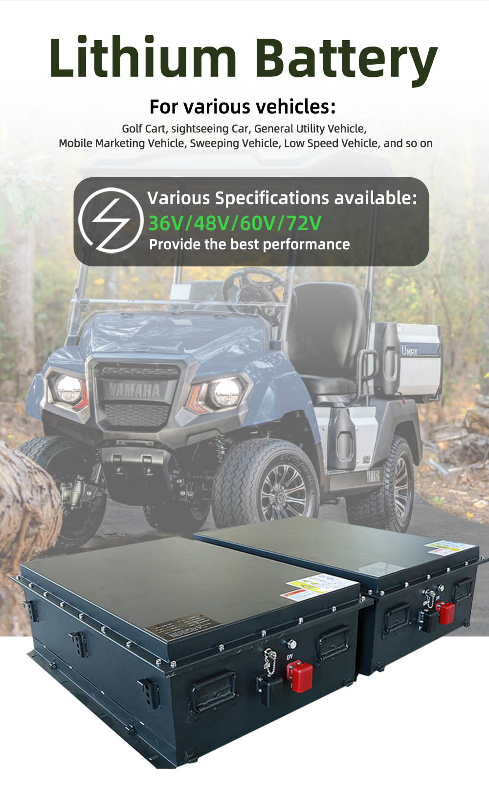 Клуб Автомобиль Гольф Корзина Литийная батарея 125Ah 51.2V LiFePO4 батарея 4000 раз продолжительность цикла