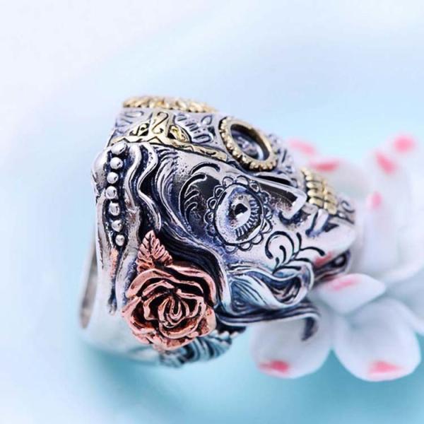 Angels and Demons Skull Style Thai Sterling Silver Men Ring(XH057006W)