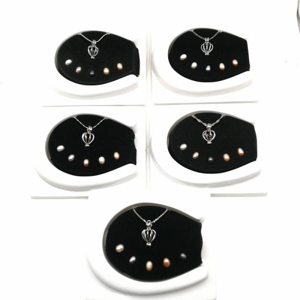 Fashion DIY 5PCS Color Freshwater Pearl Cage Pendant Necklace Jewelry Gift