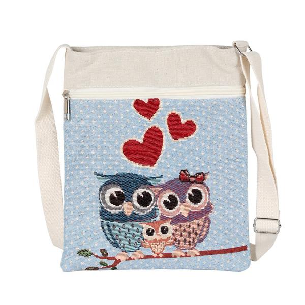 Female Storage Owl Shoulder Bag Ethnic Style Double Zipper Diagonal Package