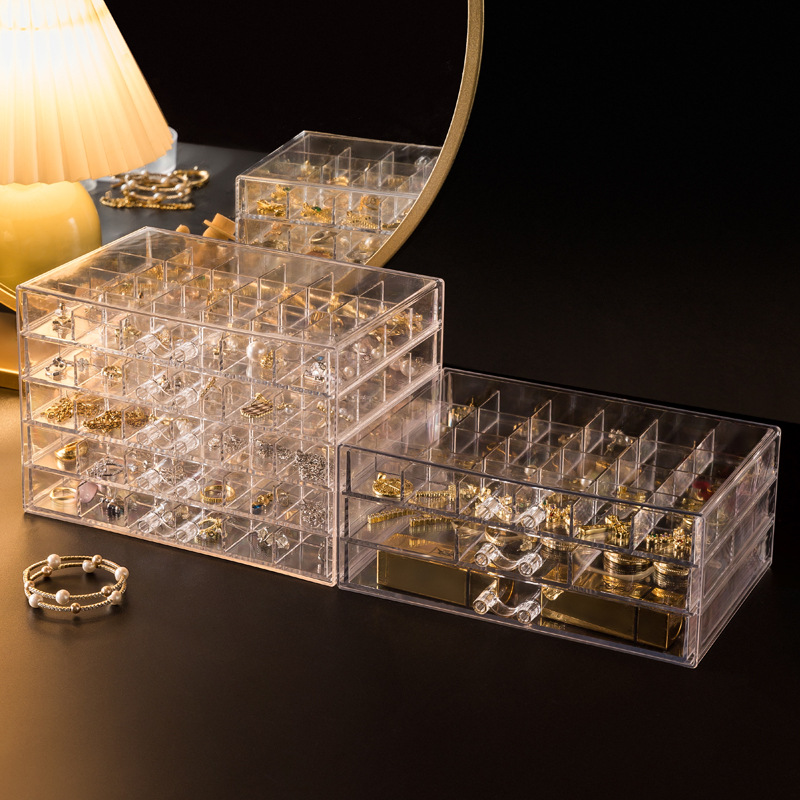 Transparent Acrylic Drawer Storage Box Multi-layer Desktop Organizer for Cosmetics Makeup Stationery Clear Vanity Case
