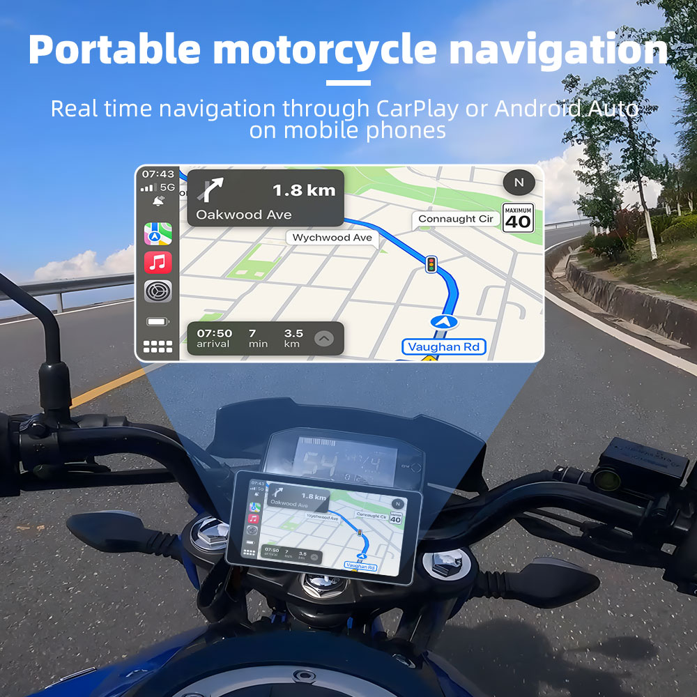 GRANDnavi 5.5 дюймовый портативный монитор CarPlay Мотоциклет навигационное устройство мультимедиа водонепроницаемый уровень IP66