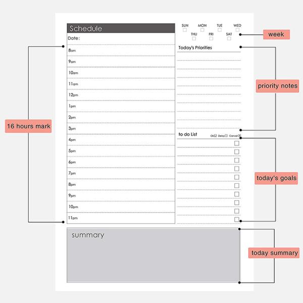 Offset Printing Hardcover Custom Journal Planner Glue Binding Daily Agenda Notebook
