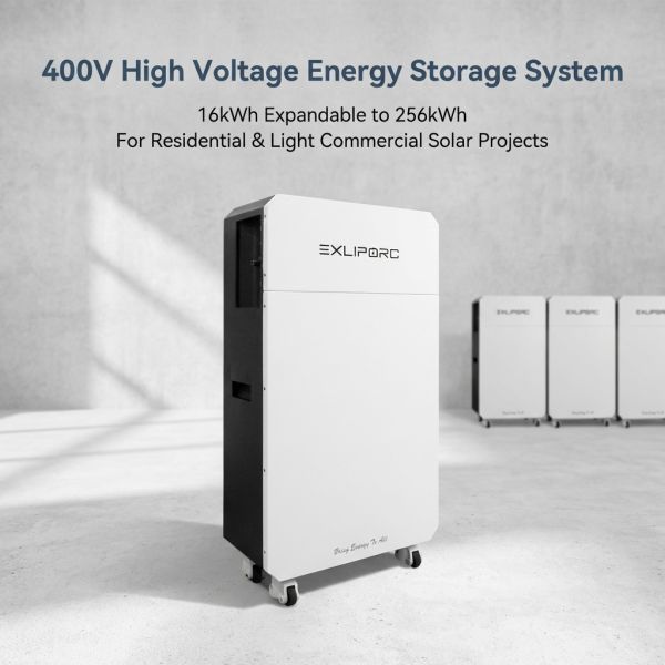 400V High Voltage Modular Energy Storage System 16kWh Expandable to 256kWh with DC-DC Boost for Residential Solar