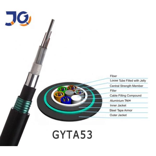 GYTA53 4 144 Core Outdoor Armored Fiber Optic Cable Direct Burial Communication Cable