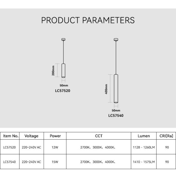 Black 20cm Cylinder Pendant Spotlight Surface Hanging Pendant Light