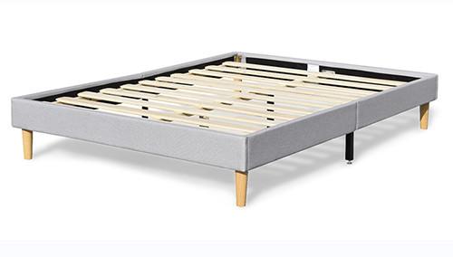 Light Gray Linen Soft Upholstered Bed Frame Without Headboard