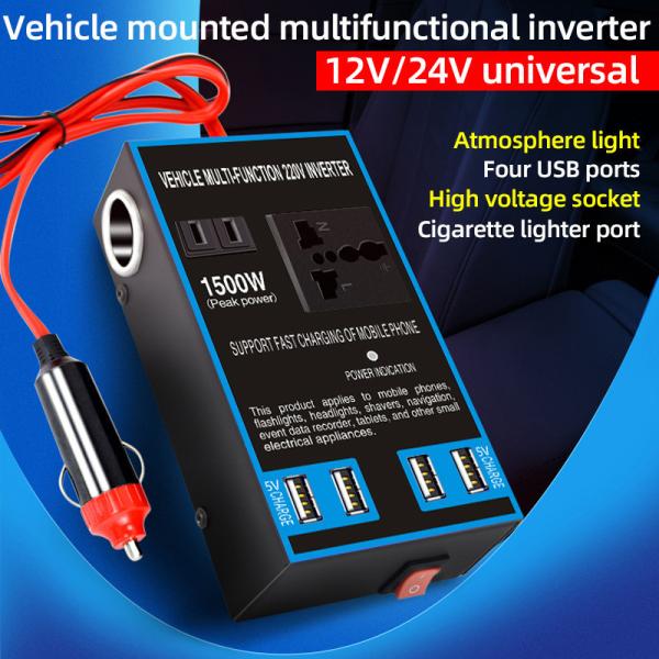Universal Travel Charger 0.3KG Car Inverter Converter 1500W 12V/24V To 220V 50hz Plug Adapter USB Port Socket Converter