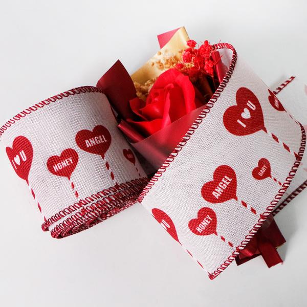 Christmas Decoration 63MM Wired Burlap Ribbon with Sweet Bear Print Wired Ribbon