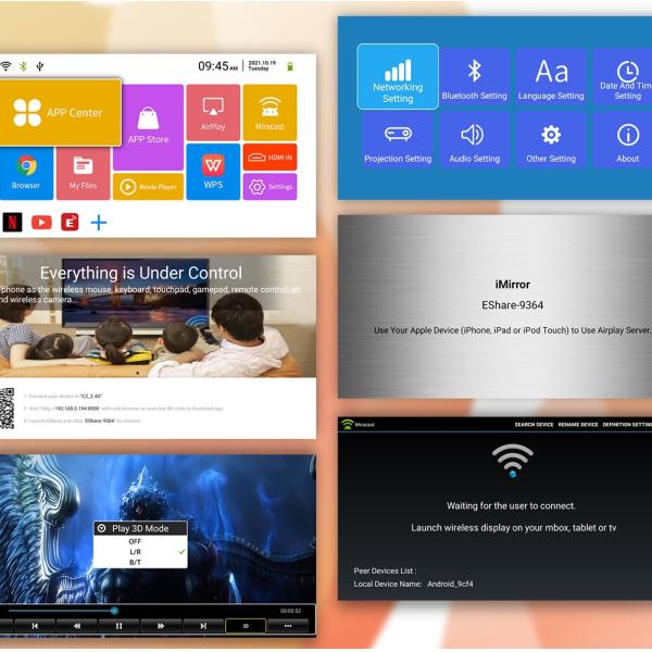 650 расшифровывать репроектора 1080P 4G+32G 4k HD андроида люменов умный