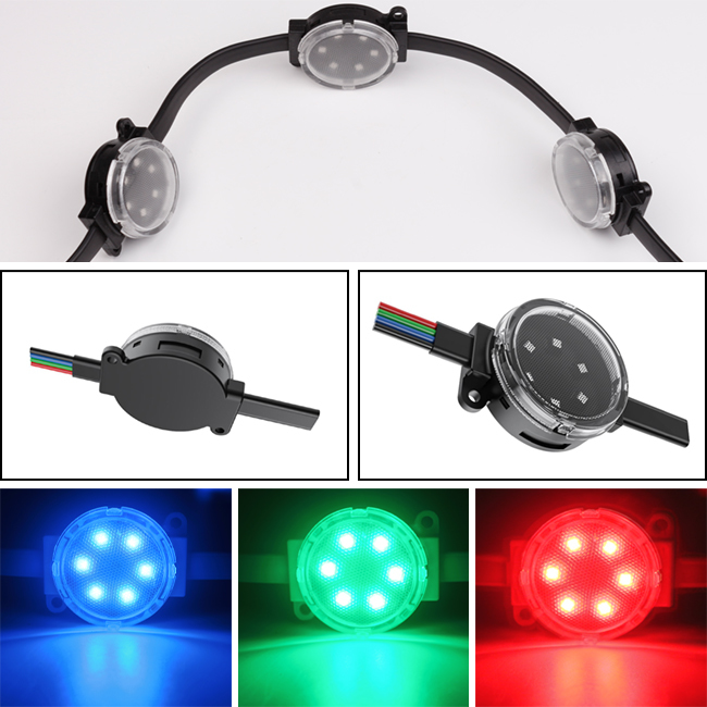 40mm IP67 LED Point Light Source  Waterproof Pixel Light Smart Control Programmable RGB Building Facade Bridge Landscape Decoration Lighting