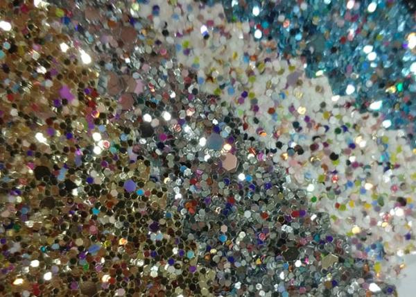Fancy Holographic Synthetic Glitter Cotton Fabric For Wallpaper Shoes Bag