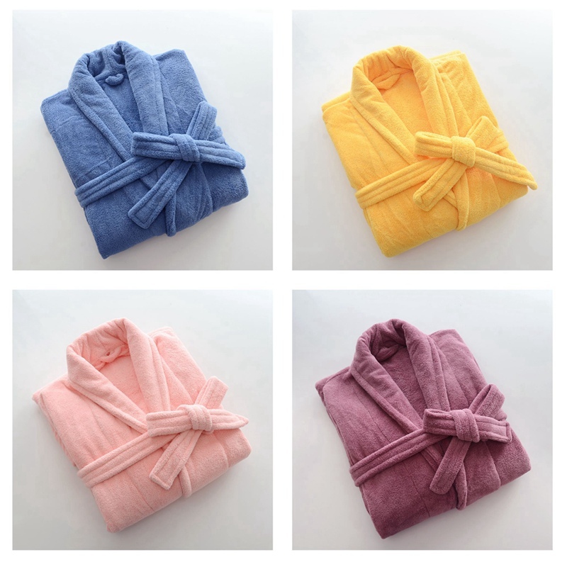 Long Sleeve Durable Coral Fleece Robe Skin Friendly High Water Absorbency
