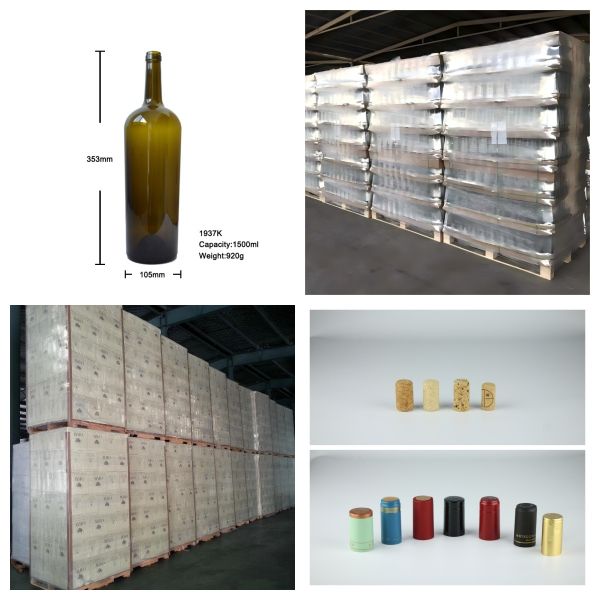 1500ml Tapered Magnum Green Bordeaux Wine Bottles Cork Finish For Grand Reserve 920g 1937K-2A