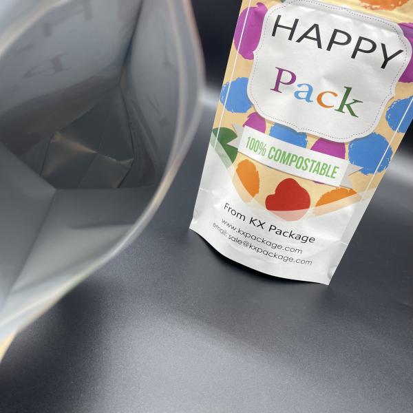 OEM Compostable Packaging Bags Kraft Paper Metal PLA Stand Up Zipper Pouch