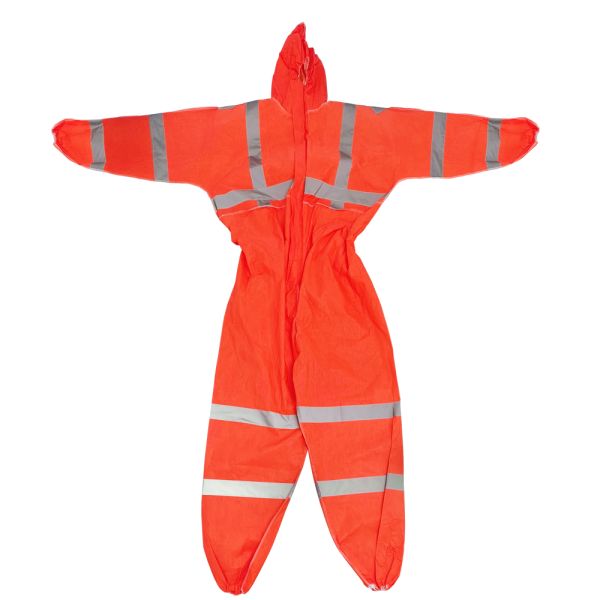 Urgent Order Visibility Disposable PPE Coverall Breathable Anti-Static LDPE Hyvek Work Suit in Orange Personal Protective Wear
