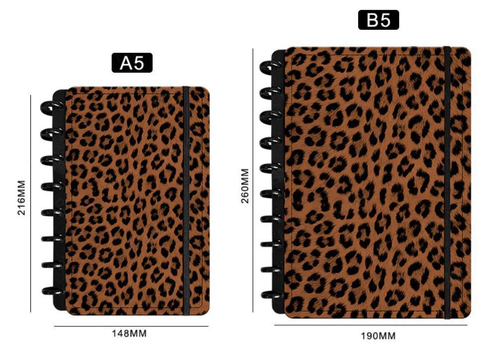 Leopard Print Paper Cover A5 Coil Notebook Eco Friendly With 80 Sheets Spiral Journal