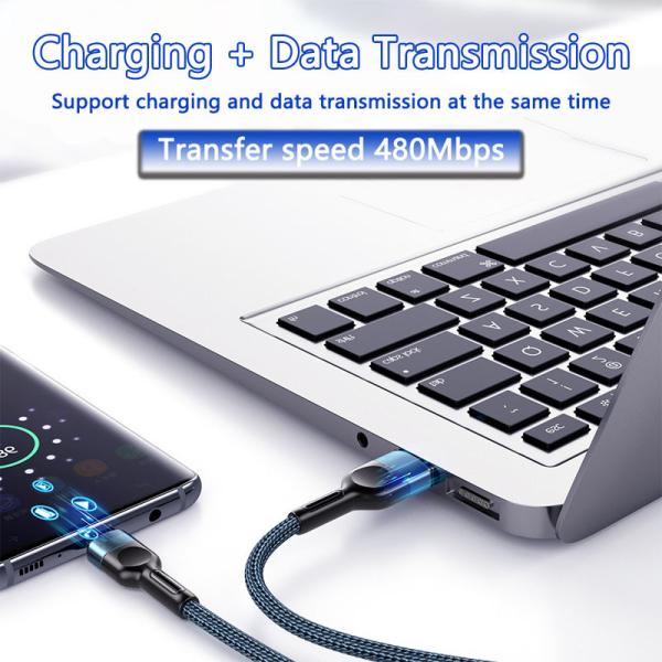 Aluminum Alloy 480mbps Fast Charger Cable 3A Black Red Blue Color