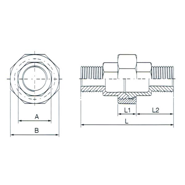 Male-Male Threaded 304 Stainless Steel Pipe Fitting Union Flat Conical Cone Type