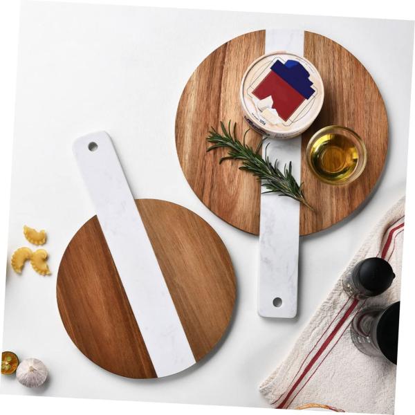 Kitchen round cutting board Marble acacia wood splicing cutting board with handle