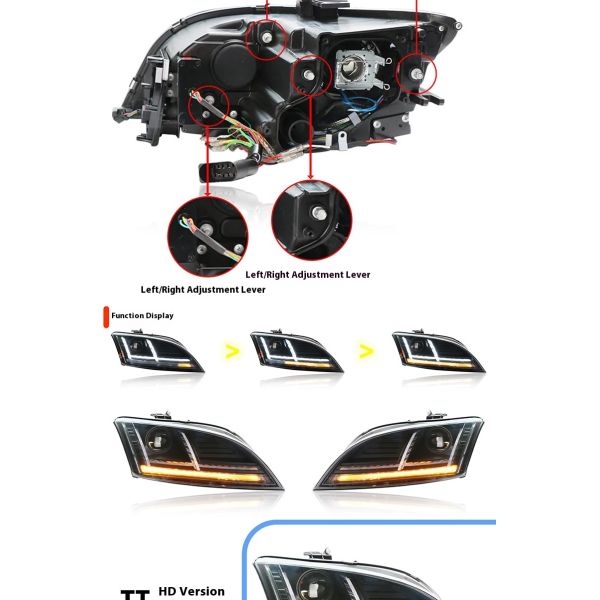 Demillon for Audi Tt Headlight Assembly Modified With Led Dual Lens Original Car Upgraded With Daytime Running