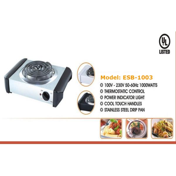 750/1000 Watt Cheap Compact Single Buffet Burner Electric Hot Plate, Black/Silver, UL, camping,school,travel stove