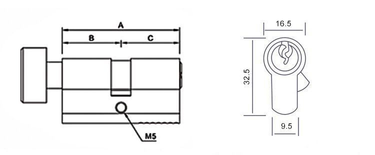 60mm Zinc Cylinder Lock Single Open Euro Profile Cylinders With Brass Or Iorn Key