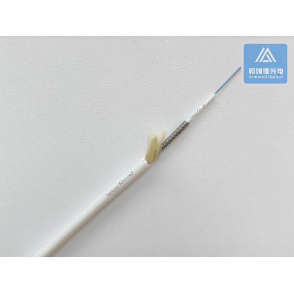 4 Cores  Armored Fiber Optical Cable  White LSZH 3.0mm Cable Assembly