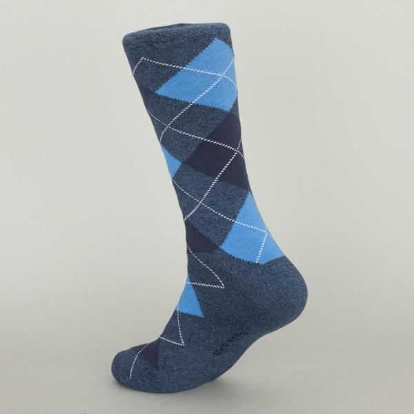 Blue / Black Rhombbus Cotton Dress Socks For Young Men Custom Made Size