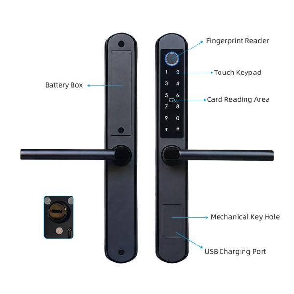 6V TTlock Smart Lock Red Bronze Fingerprint Smart Door Lock For Sliding Gate Door