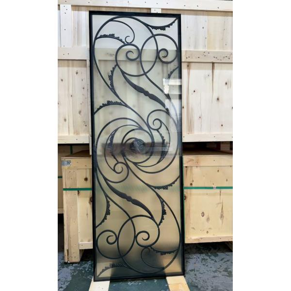 Inserts de porte en fer forgé 22*64 les plus vendus au Canada, verre avec barre d'acier 12*12 pour portes en fibre de verre