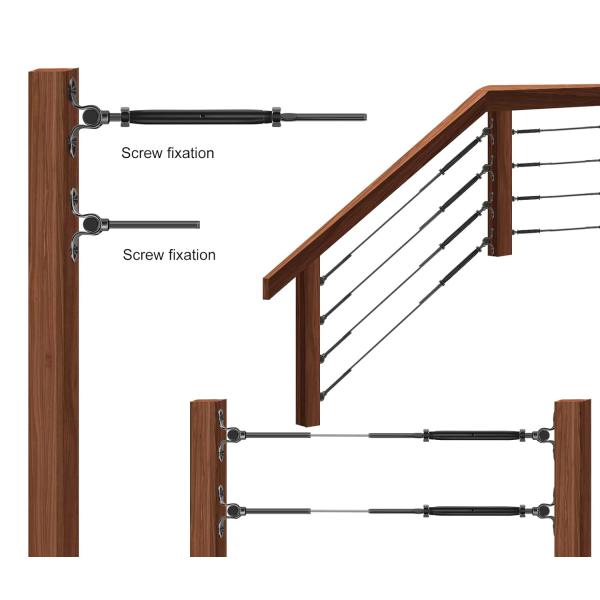 Kit de barandilla de cable con base de ángulo ajustable y fácil instalación para uso intensivo