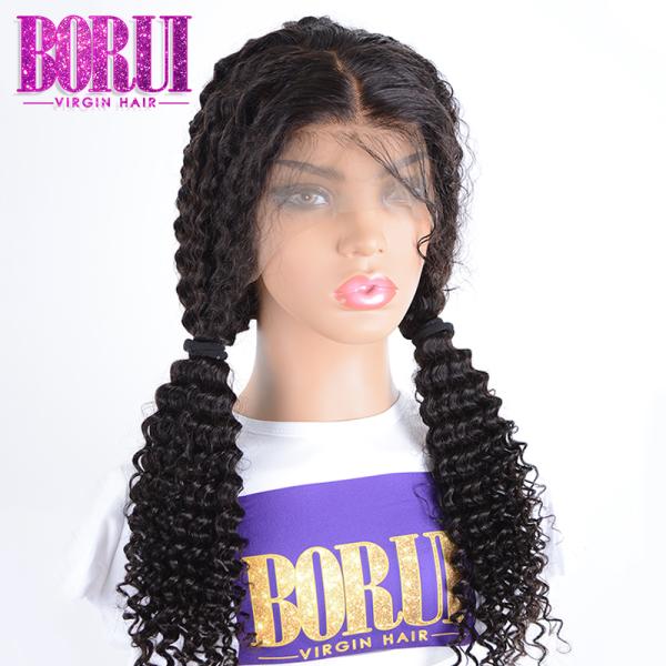 Natural Color Curly Lace Front Wig, 13*6 Deep Parting Human Hair Wigs