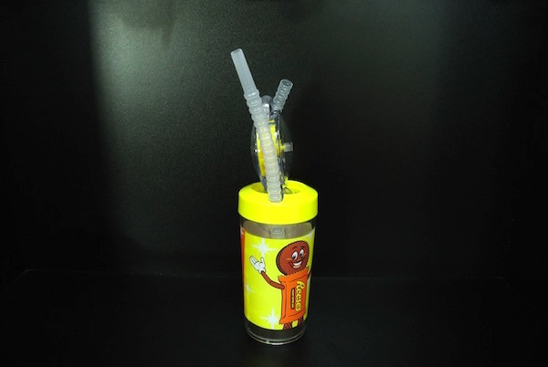 Yellow Cartoon Water Bottle , Windmill Style Kids Water Bottles With Fun