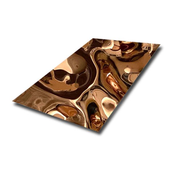 AISI Water Wave Stainless Steel Ceiling Panel Champage Gold Coated 304 Mirror PVD