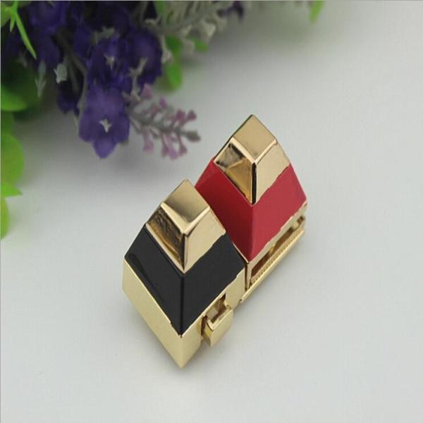 Top selling high end plating double color red and black metal turn lock for handbag