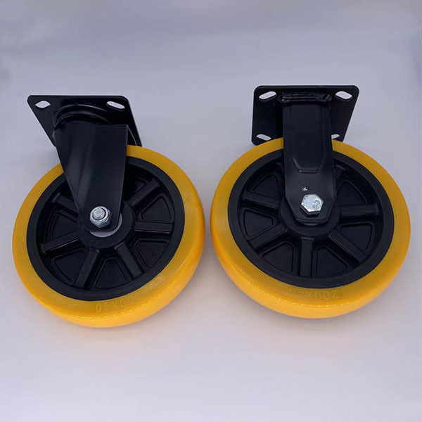Swivel Top Plate Casters Wheel TPE Tread Casters 125mm Yellow Castors