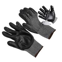 Gants de travail de sécurité en tricot de couleur noir 18 de niveau 3 Gants en caoutchouc résistant aux coupures en palme