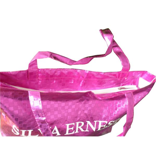 Charming 75g Square Veins Shining Coated Non Woven Carrier Bags With Zipper Closure