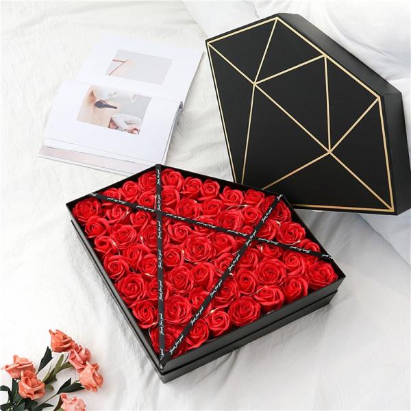 UV Coating Printing Large Flower Box Pink Pentagon Cardboard Rose Gift Box