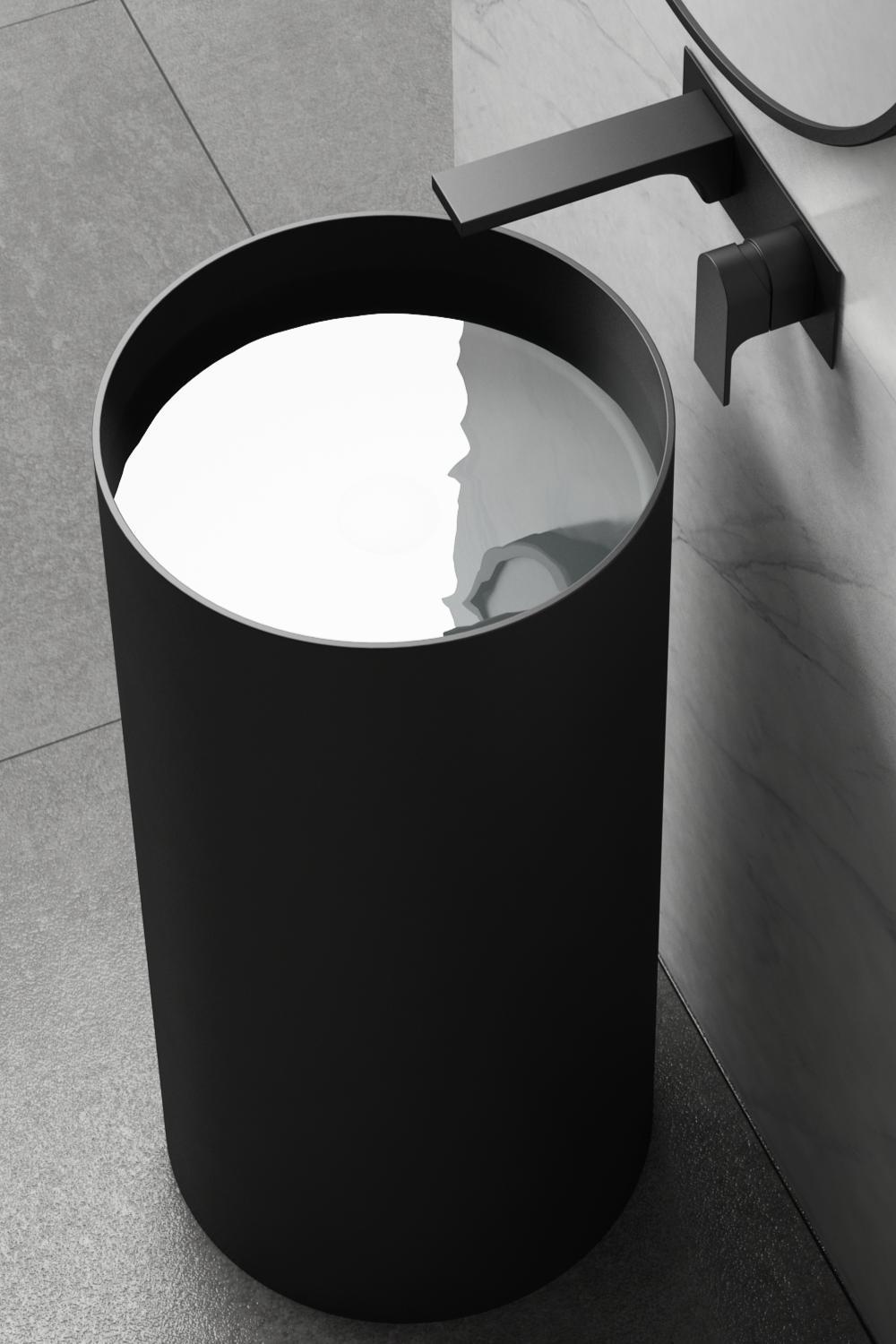Anti Scratch Bathroom Pedestal Basin Matte Black Freestanding Sink 400mm OEM