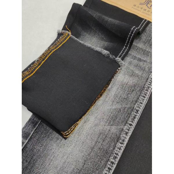 9.6oz de fil noir/noir en tranches croisées 75% de coton en denim à haute étirement avec 10+10/16*55 Construction pour jeans