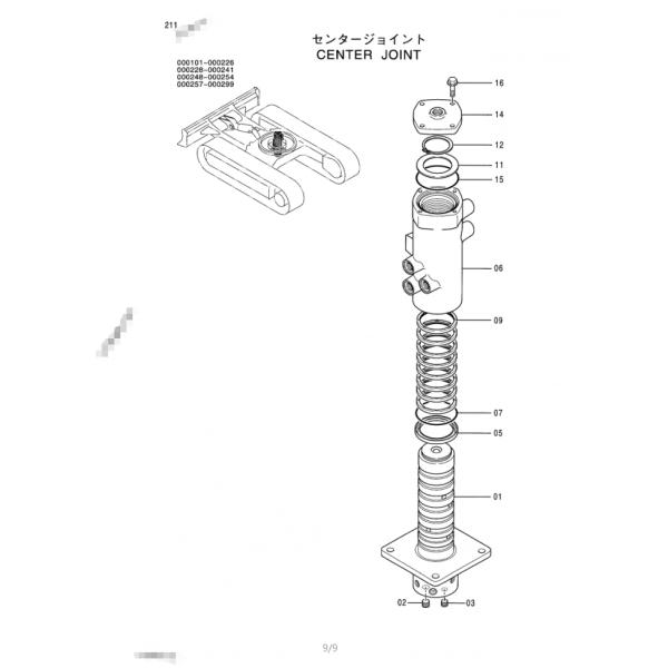 O y dos burros comum Center do y 9131285 dos burros da junção de giro da boa qualidade da máquina escavadora de Belparts para a máquina escavadora EX50 EX60 EX75 EX50U EX25-2