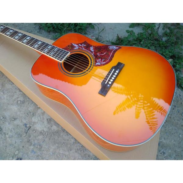 Top Quality 41 inch Orange color G Hummingbird classic acoustic guitar,Factory Custom Solid Spruce top guitar